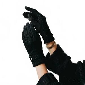 NEW PRETTY SIMPLE women's teddy sherpa gloves in black